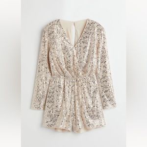 H&M Sequin Romper in Gold - Small
